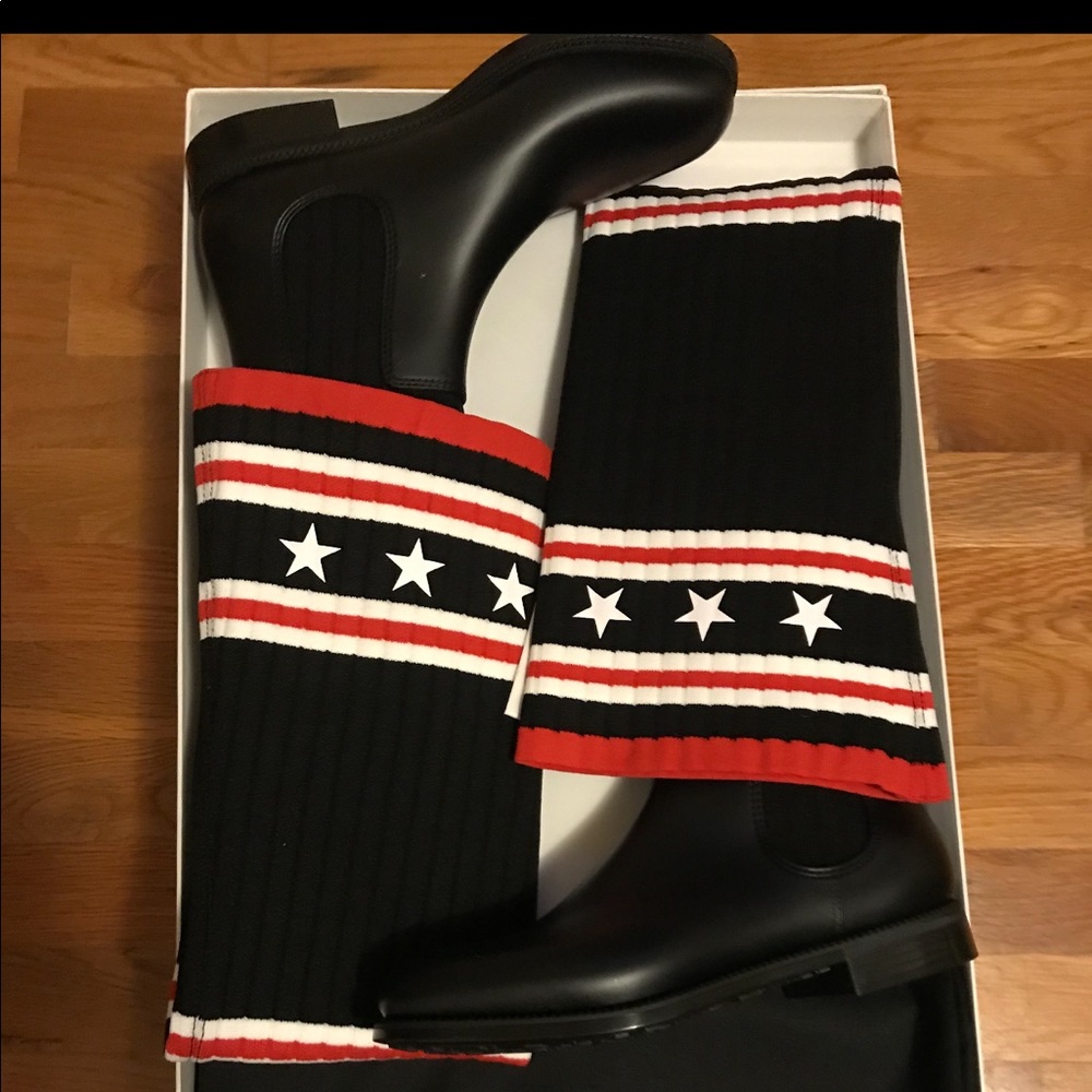 Givenchy Ribbed-Knit Thigh Sock Boots